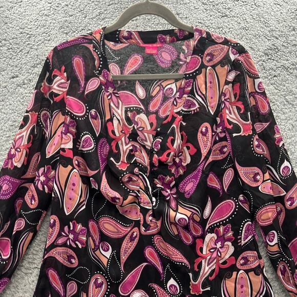 Sunny Leigh Size Large Sheer Long Sleeve Blouse‎ - Picture 2 of 9